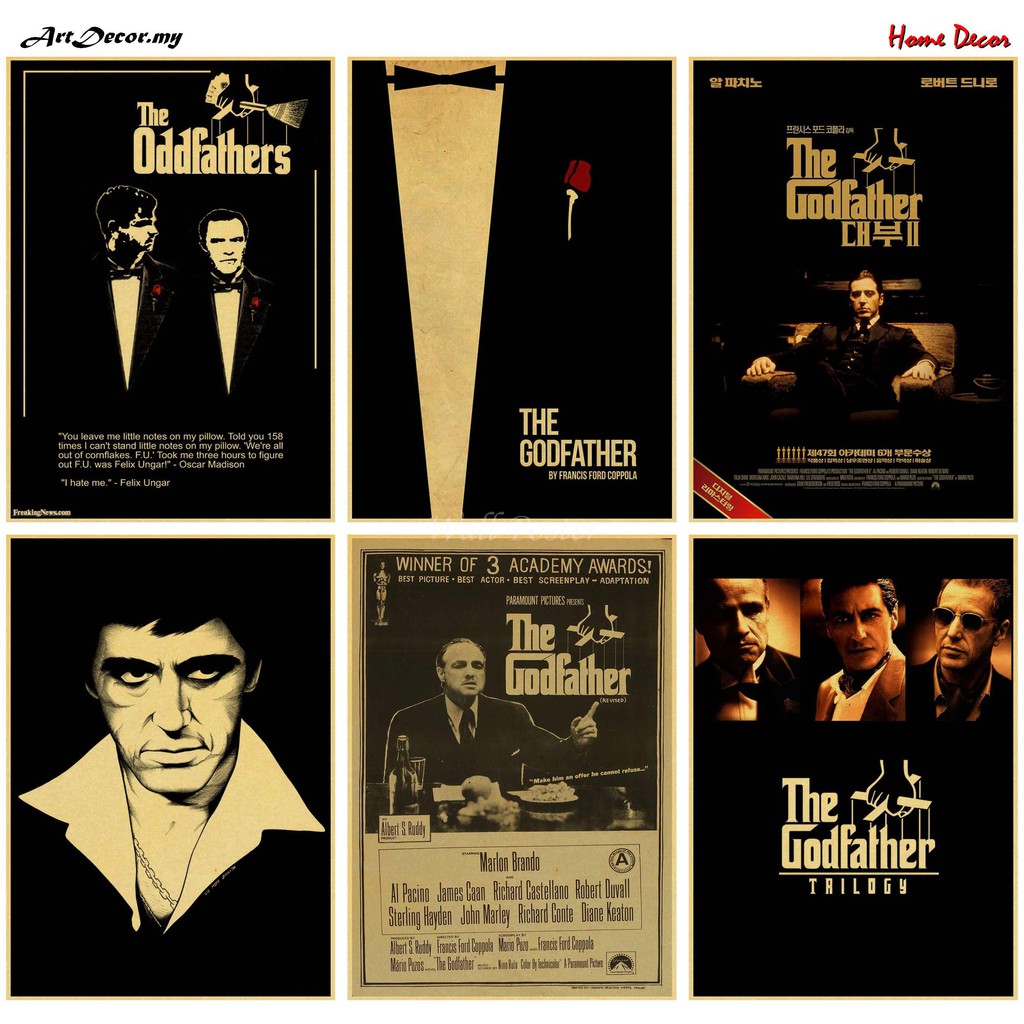 Home Decor Vintage The Godfather Poster Retro Kraft Paper 42x30cm Shopee Malaysia