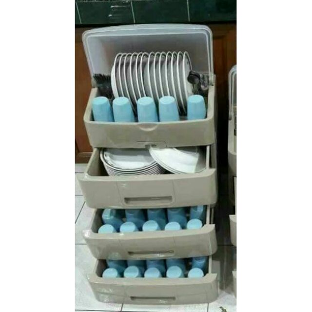 Dish rack with cover rak  pinggan  bertutup  4 tingkat 