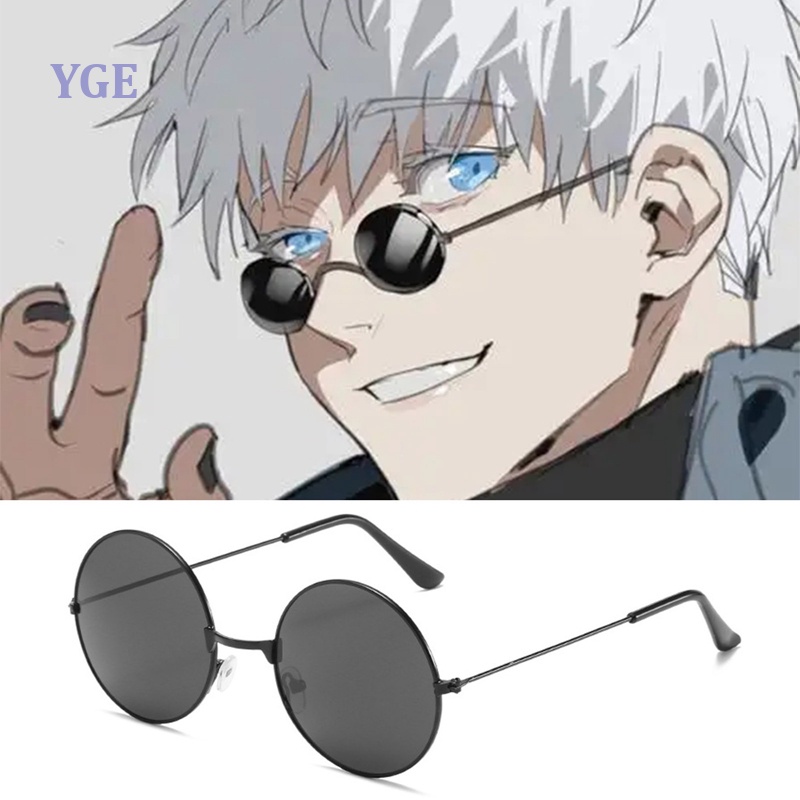 Anime Jujutsu Kaisen Gojo Satoru Cosplay Glasses Black Eyeglasses Round Frame Eyewear Party