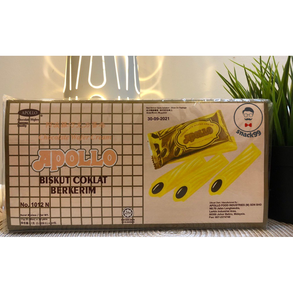 Apollo Chocolate Wafer Cream Sticks 1012N Biskut Coklat Berkerim (11g x ...