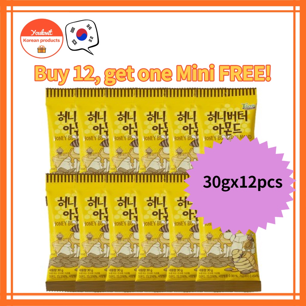 Gilim Tom's Farm Almond Snack, Korean, Honey Butter flavor, Small Size 30gx12pcs Shopee Malaysia