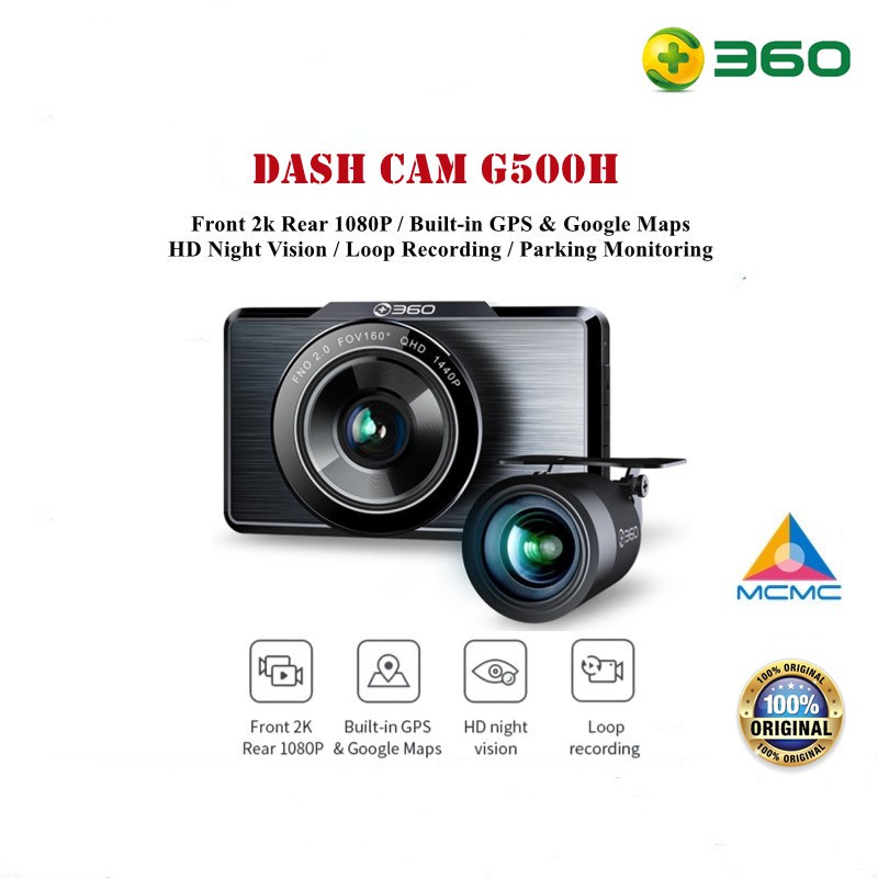360 Dash Cam G500H 360 Dual HD Video Cam Recorder, GPS, Night Vision+G-Sensor 1 YEAR WARRANTY
