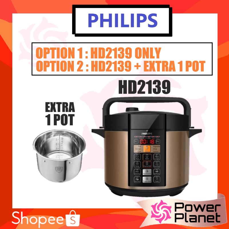 Philips HD2139 Pressure Cooker Electric 6.0L (Brown) Shopee Malaysia