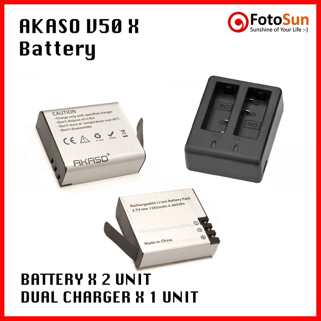 AKASO Action Camera Battery 1350mAh V50X, Brave4, Brave 6 Plus