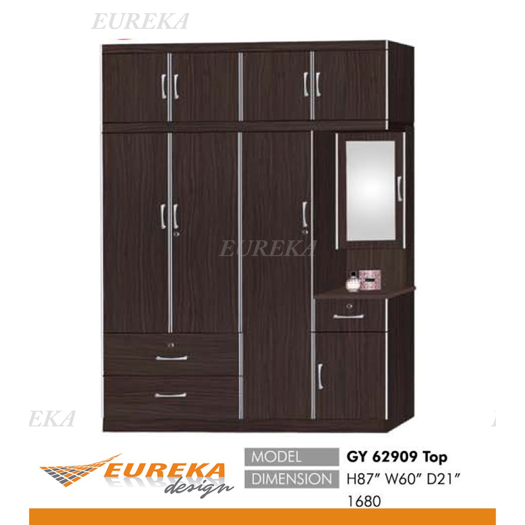 Eureka 5ft Xl 4 Door Wardrobe Almari Baju 4 Pintu Dressing Mirror Deliver Installation Klang Valley Shopee Malaysia