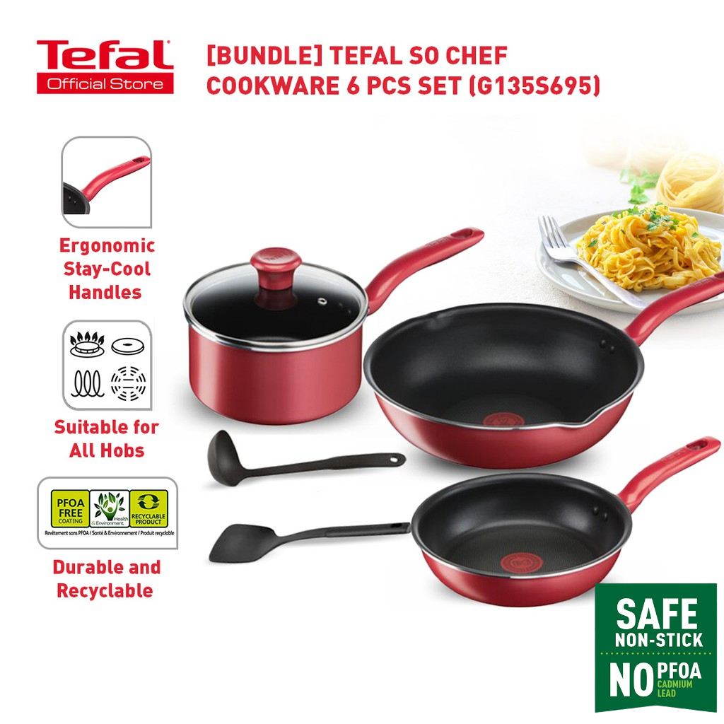Tefal So Chef 6Pcs (Non Stick Cookware Set/ Pots and Pans/ Set Alat