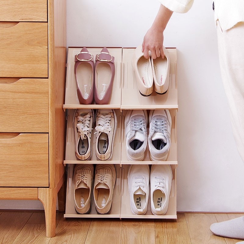 Space Saving Plastic Shoe Rack Economical Household Simple Put Shoes Shelf Stack Shopee Malaysia