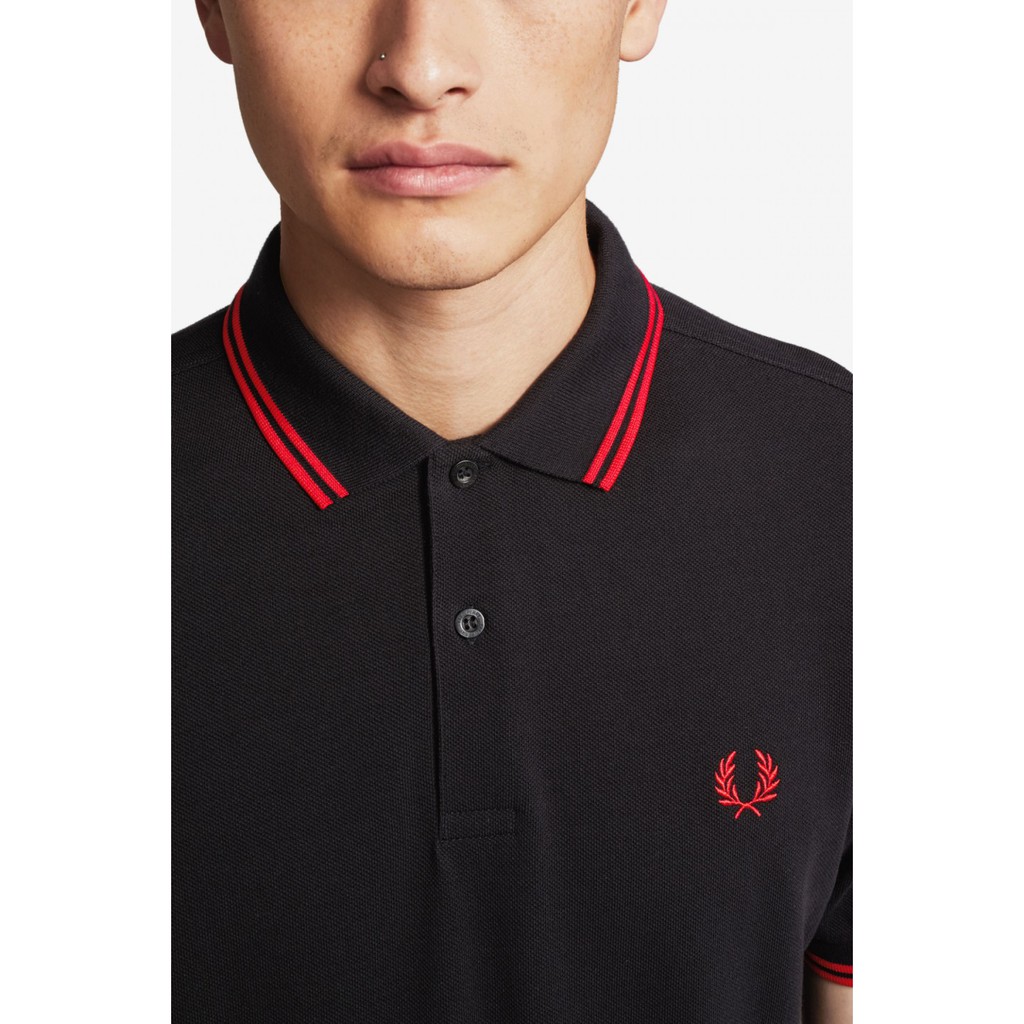 fred perry polo black red