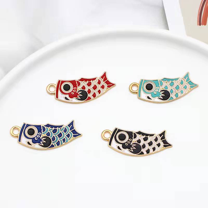 （手工 diy / 1PCS）Cute Carp Alloy Pendant Accessories Koi Handmade Small diy Jewelry Bracelet Material Earring Key Ring