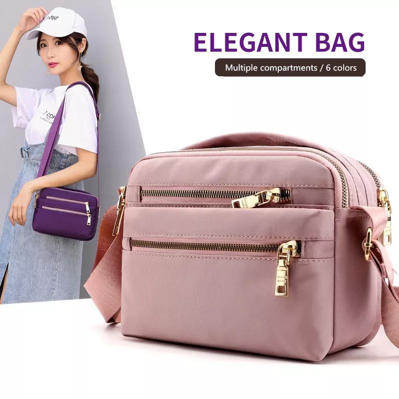 Women Nylon Shoulder Bag Waterproof Multi-pocket Zipper Bag Luxury Messenger Women Crossbody Bags