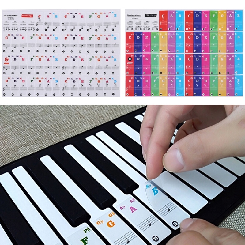 Transparent Cute Piano KeyBoard Sticker Piano Stave Note Sticker for 61