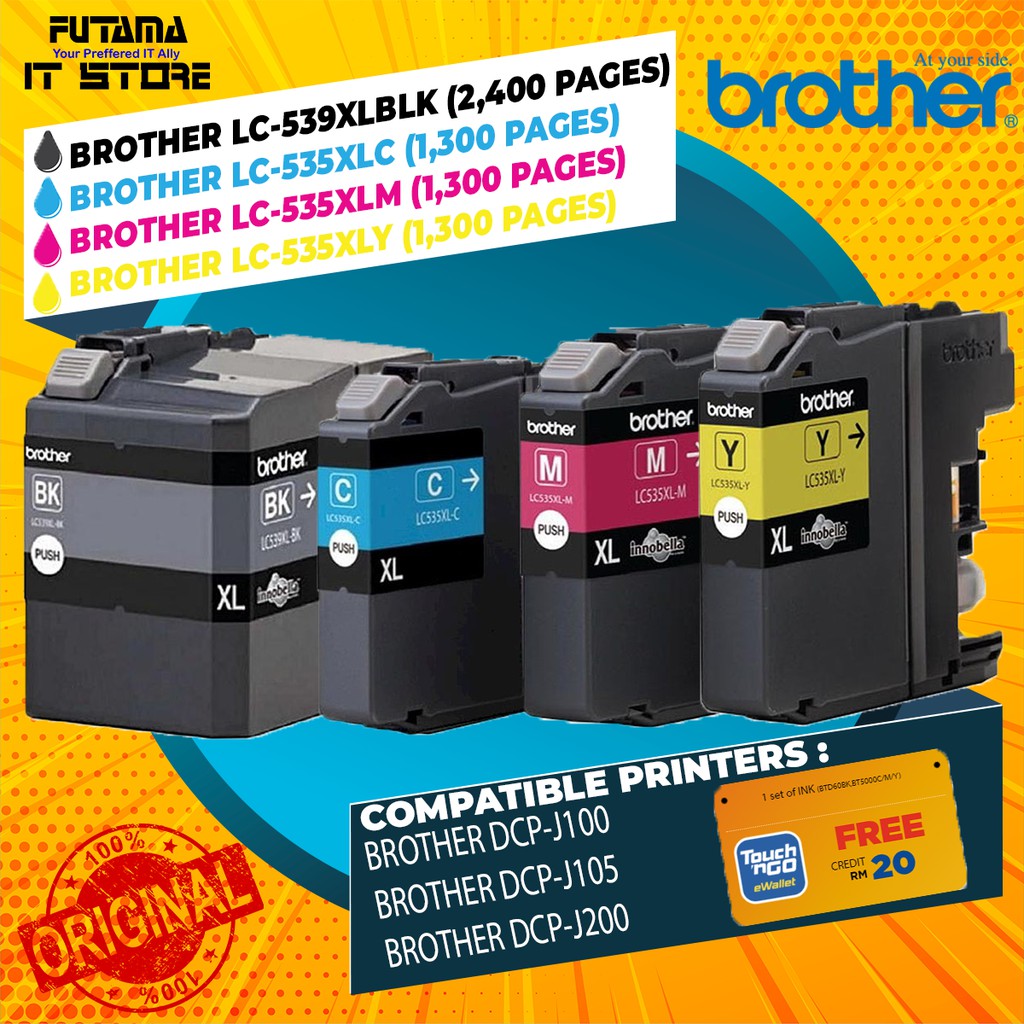 Brother Lc539xl Bk Lc535xl C Lc535xl M Lc535xl Y Cartridgedcp J100 Dcp J105 Mfc J200 Brother 