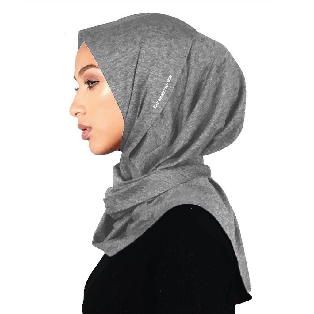 BE Elementz Muslimah Born2Empower Instant Sports Scarves - WTS0002 (Great Grey) / Tudung Sukan Sarung Terus Tutup Aurat