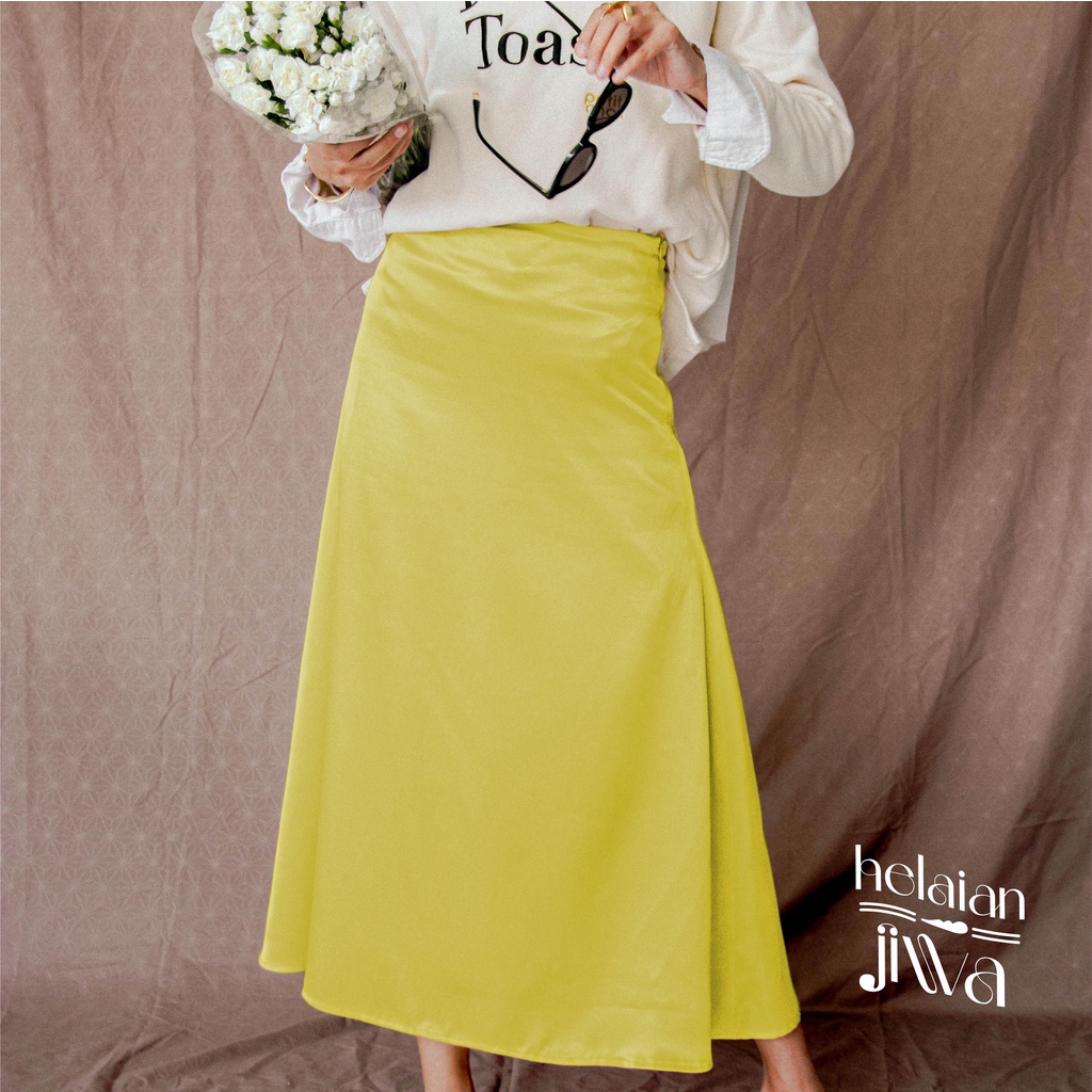 Satin Skirt Slip in Corn Yellow High Waist With Lining Plus Size Petite Exclusive Custom Tailor Made