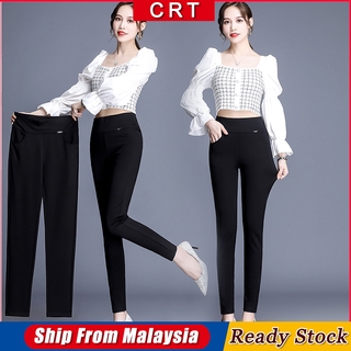CRT Raya 2022 M-4XL women pants Fashion Solid Loose Solid High Waist Black Long Trousers woman Pant seluar wanita