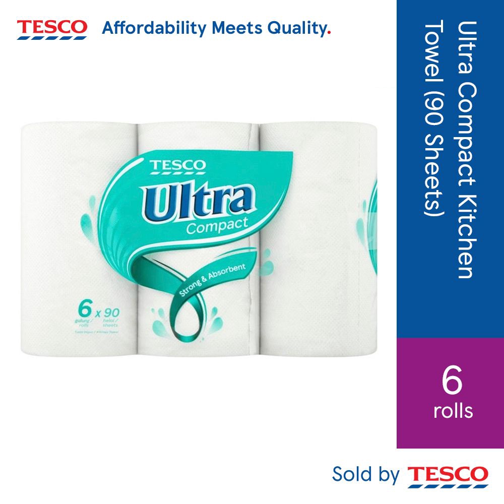 Tesco Ultra Compact Kitchen Towel (6 Rolls x 90 Sheets) Shopee Malaysia