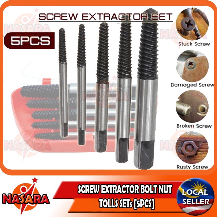 NASARA 5PCS HEAVY DUTY SCREW EXTRACTOR BOLT NUT TOOLS SET Shopee