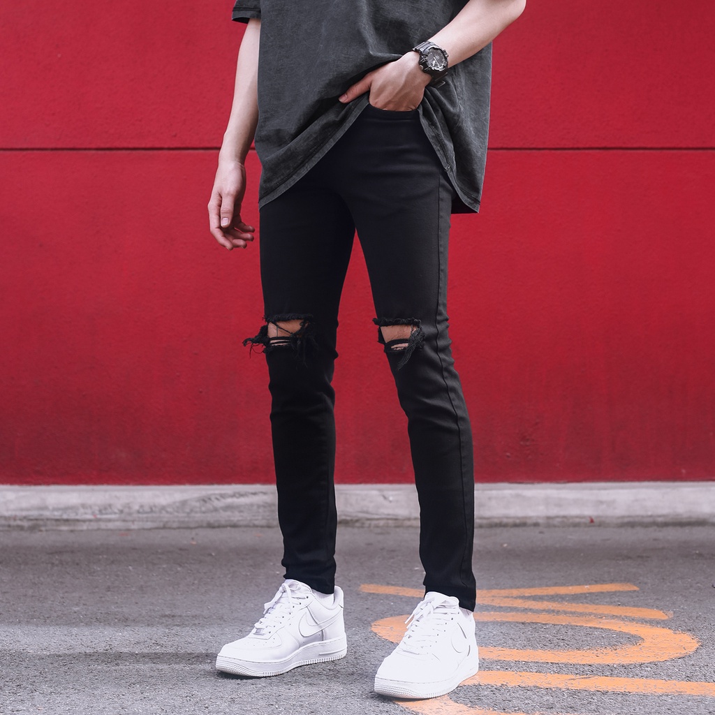 Skinny Jeans For MenBlackTorn Horizontal PillowsStretch Cotton