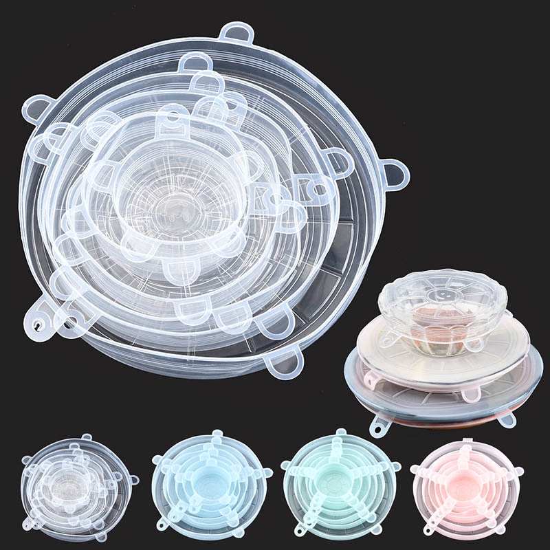 Kitchen Accessories Reusable 6pcs Cooking Tools Stretch Lids Food Wrap Bowl Pot Cover Universal Silicone Portable Shopee Malaysia