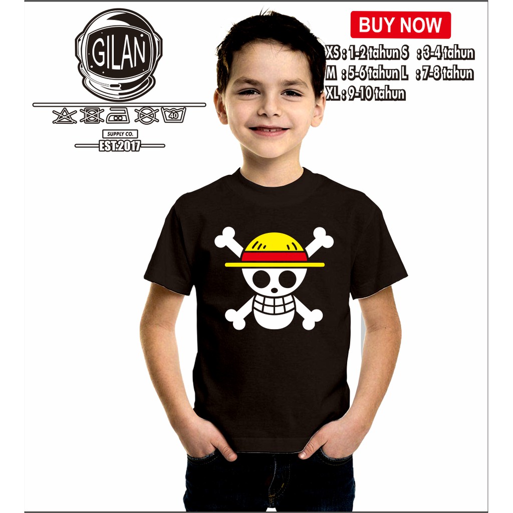 Monkey D Luffy One Piece Children S Clothes Logo Jolly Roger Children S Anime T Shirt Gilan Cloth Shopee Malaysia