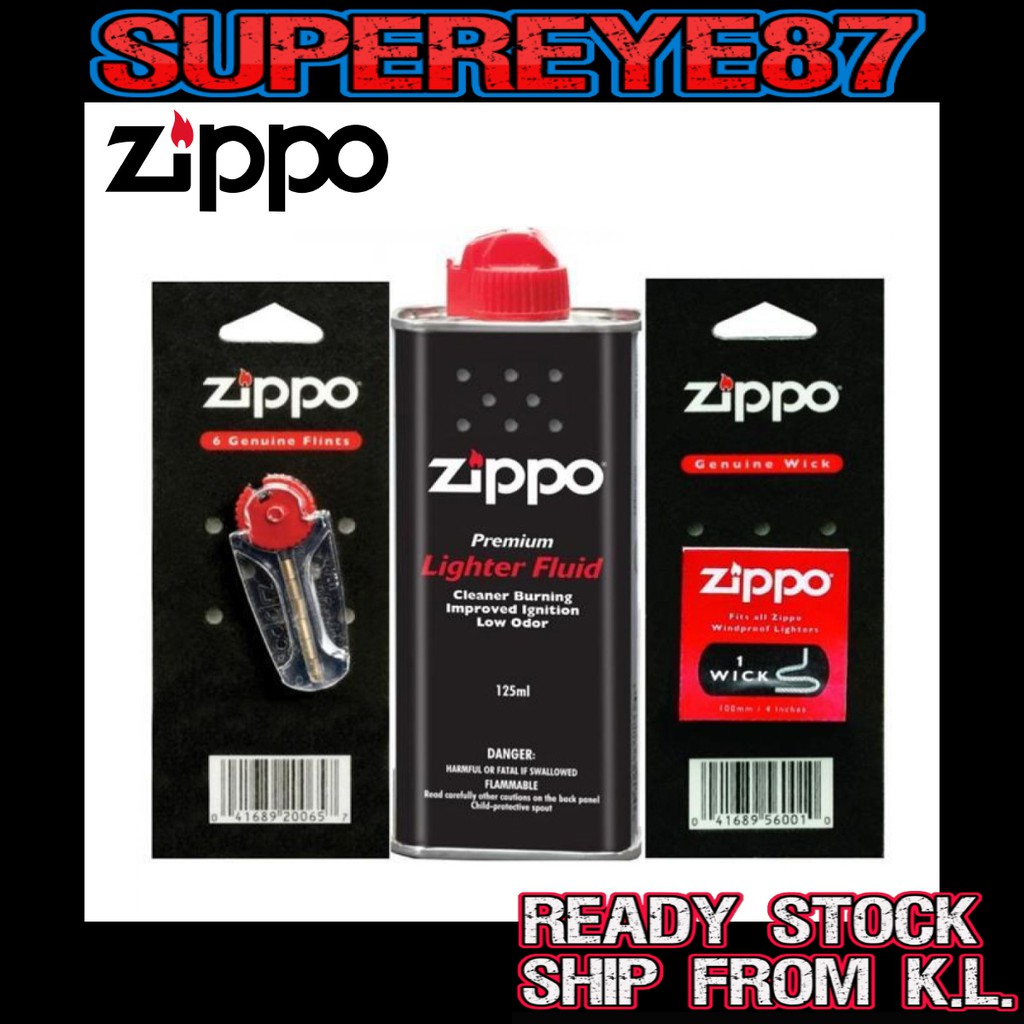 ZIPPO Replacement Set Genuine Flint + Wick+ Fluid Shopee Malaysia