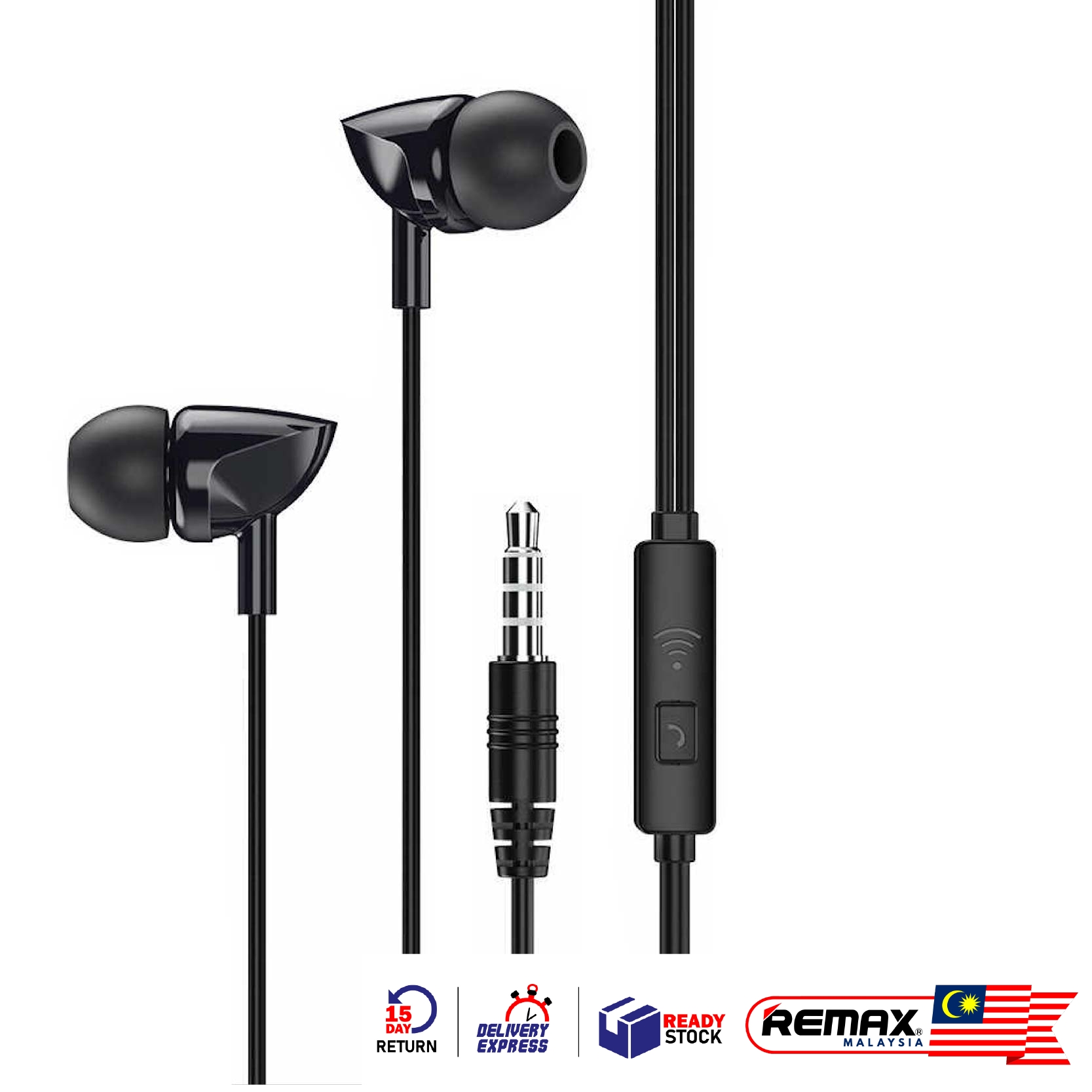 Remax RW-106 3.5mm Aux Wired Earphone For Call & Music