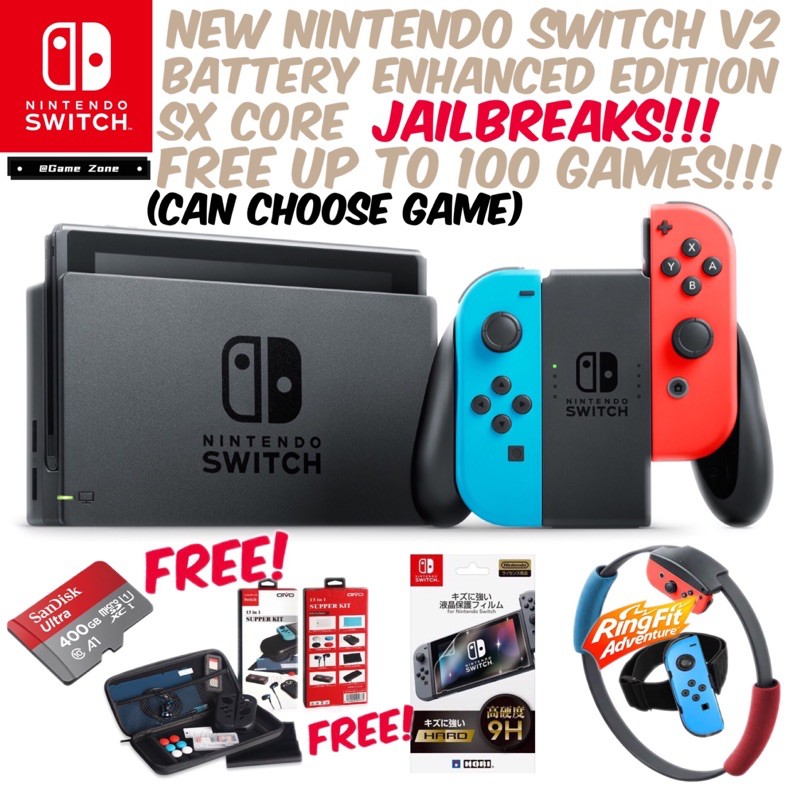 [Ready Stock]Nintendo Switch Jailbreak V2 Enhanced Neon Free Full Games