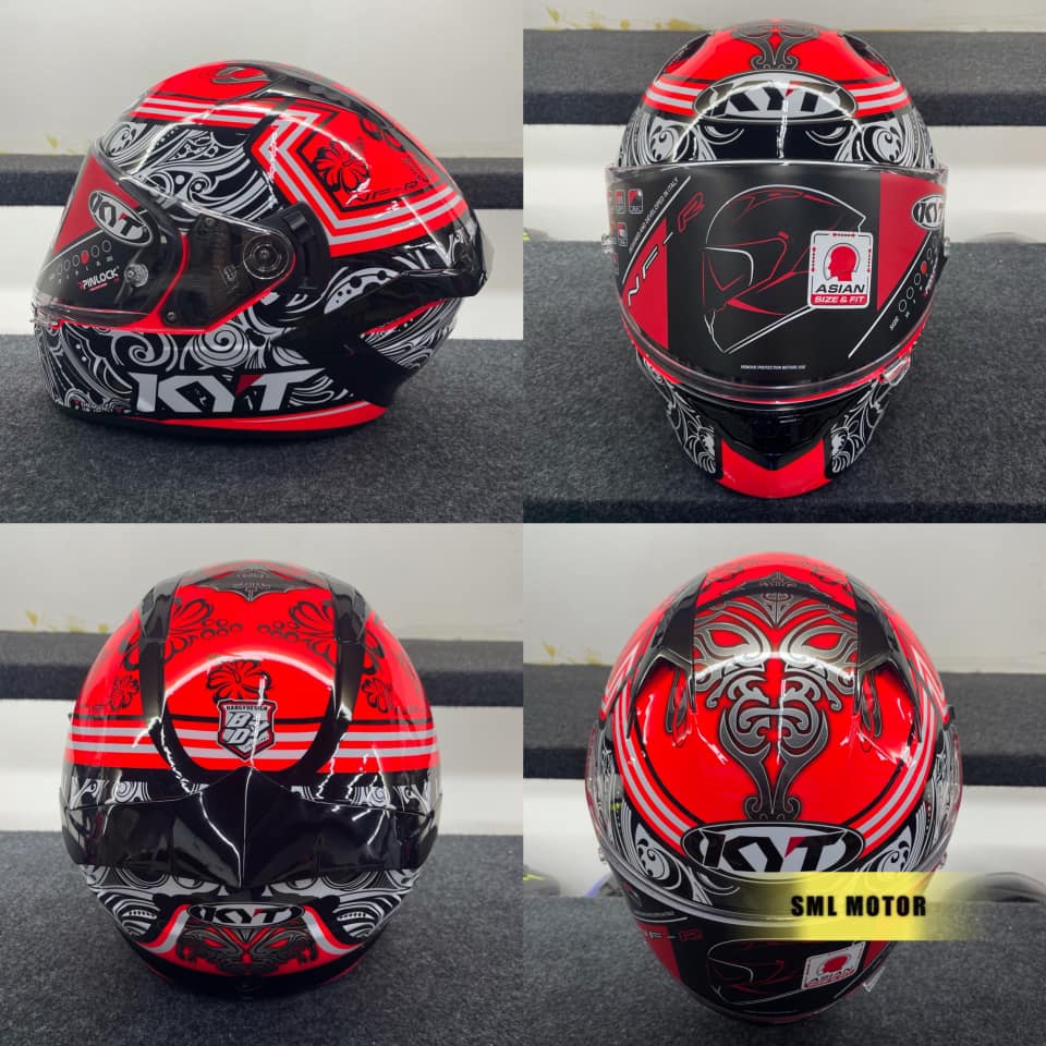 KYT NFR STEEL FLOWER RED (Full Face Helmet with Double Visor PINLOCK