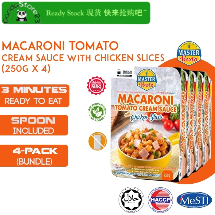 (4Pack Bundle) Master Pasto 3Minute Macaroni Tomato Cream Sauce with