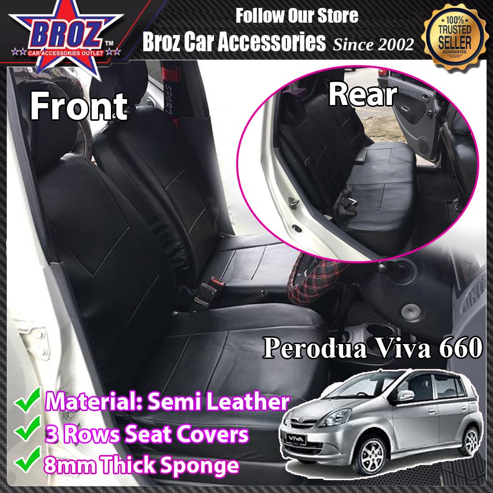 Car Seat Cover Case Semi Leather Perodua Viva 660 Front 