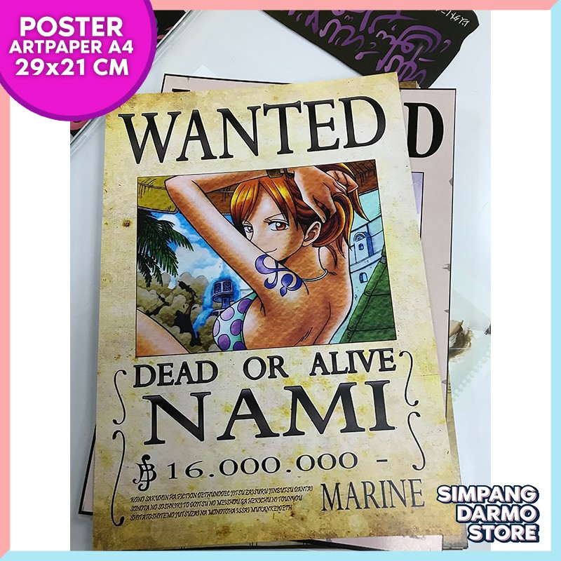 One Piece Nami Pirate Marine Buronan Wanted Bounty Poster Newest Straw Hat Shopee Malaysia