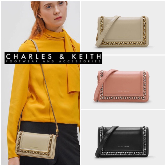 charles and keith chain detail clutch