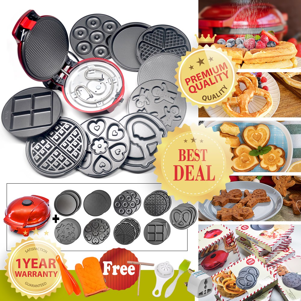 [9 in 1, FREE GIFTS, 1 YEAR WARRANTY] Mai's Kitchen MZ0010 Ginger Bread / Waffle / Eggroll / Donut / Panini / Cake Maker