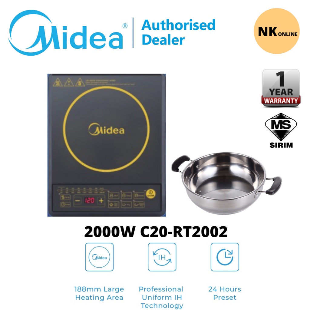 Midea 2000W Induction Cooker With Touch Control C20-RT2002 Free Pot