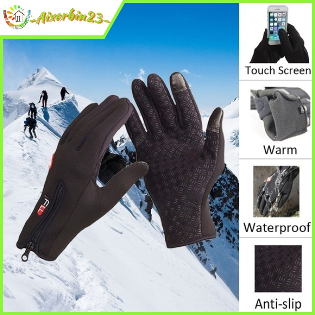 Touch Screen Full Finger Gloves Winter Sport Windstopper Warm Riding