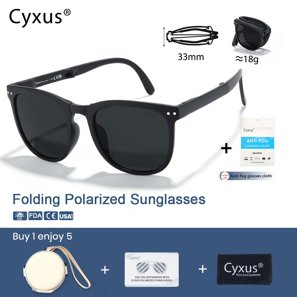 Cyxus Polarized Foldable Sunglasses For Women Men Folding Sun Glasses Fashion Frame Uv400 2092