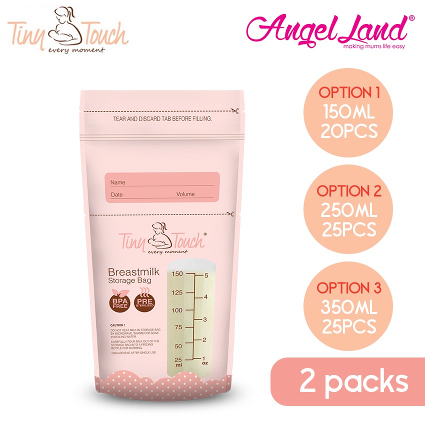 Tiny Touch Double Ziplock Breast Milk Storage Bag (25Bags)5oz/8oz/12oz