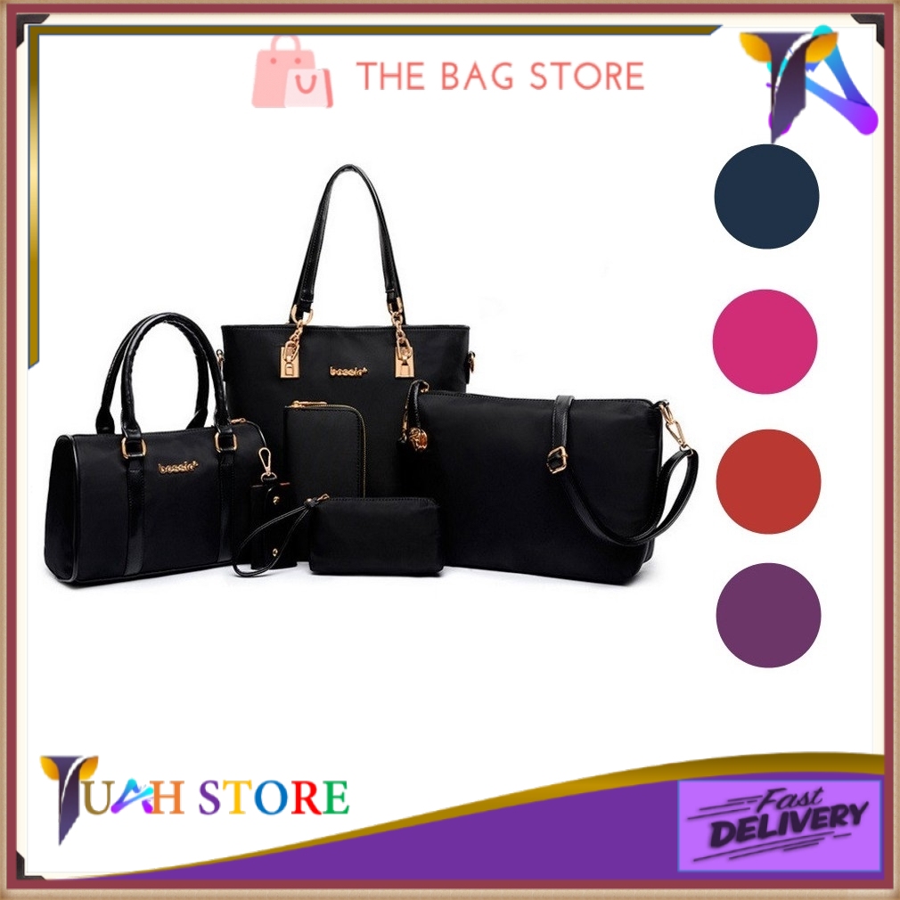 Le Voue D004 Set 6 in 1 Premium Nylon Women Bag Handbeg Slingbag