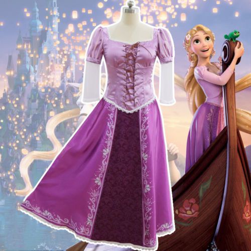 Adult Rapunzel Fancy Dress Cosplay Costume Princess Fairytale Tangled ...