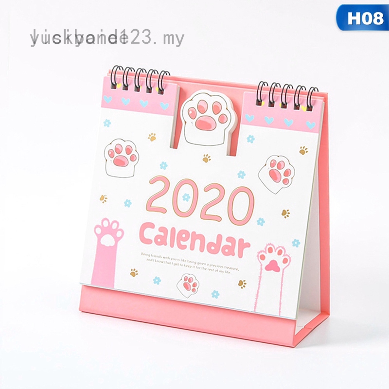 Yisibaide Mini Desktop Paper Calendar Cute Cartoon Notes Calendar