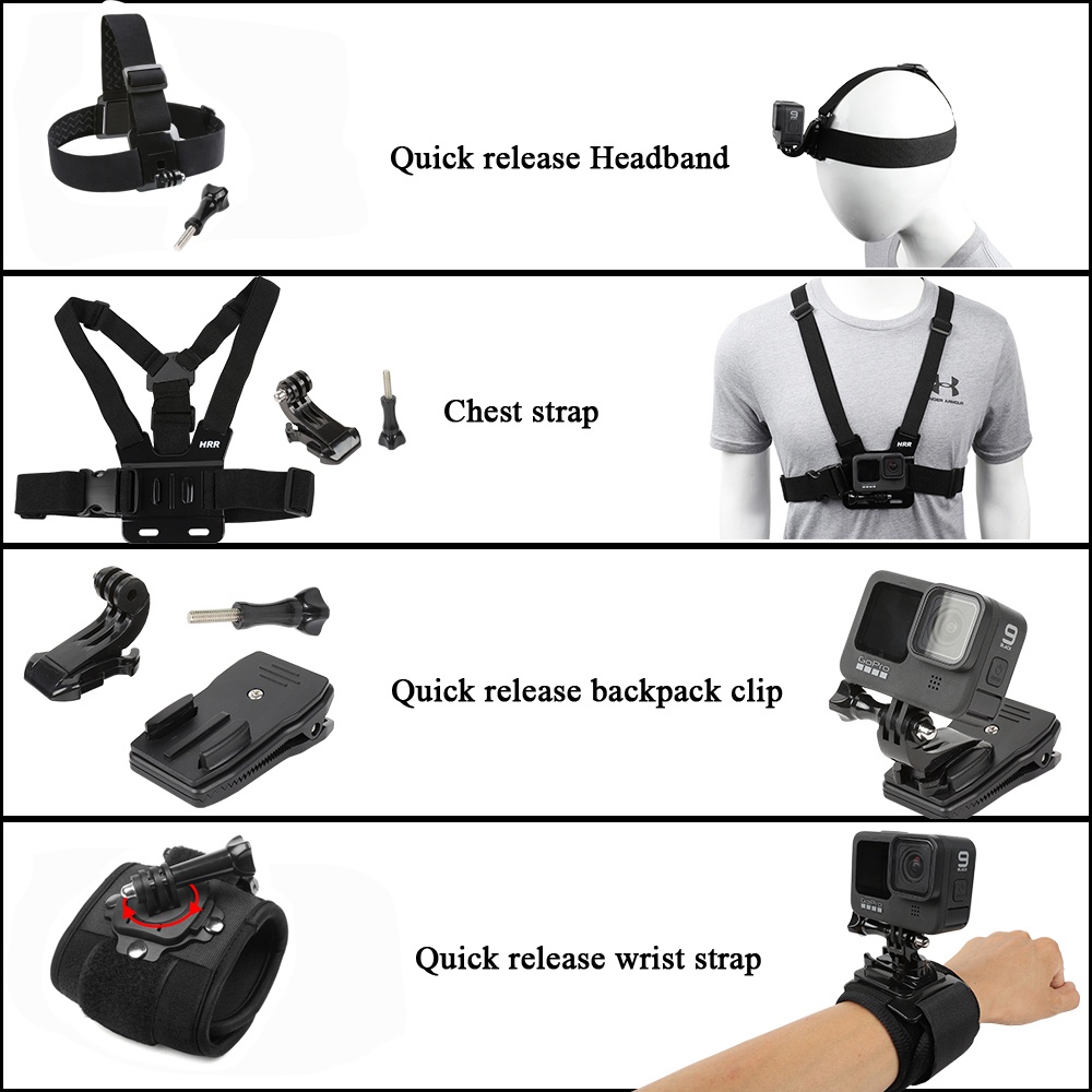 Accessories Kit for Insta360 One X2/X/One R/GoPro Hero,Quick Release Head  Mount+Backpack Clip+Chest Strap+Wristband Body Holder | Shopee Malaysia