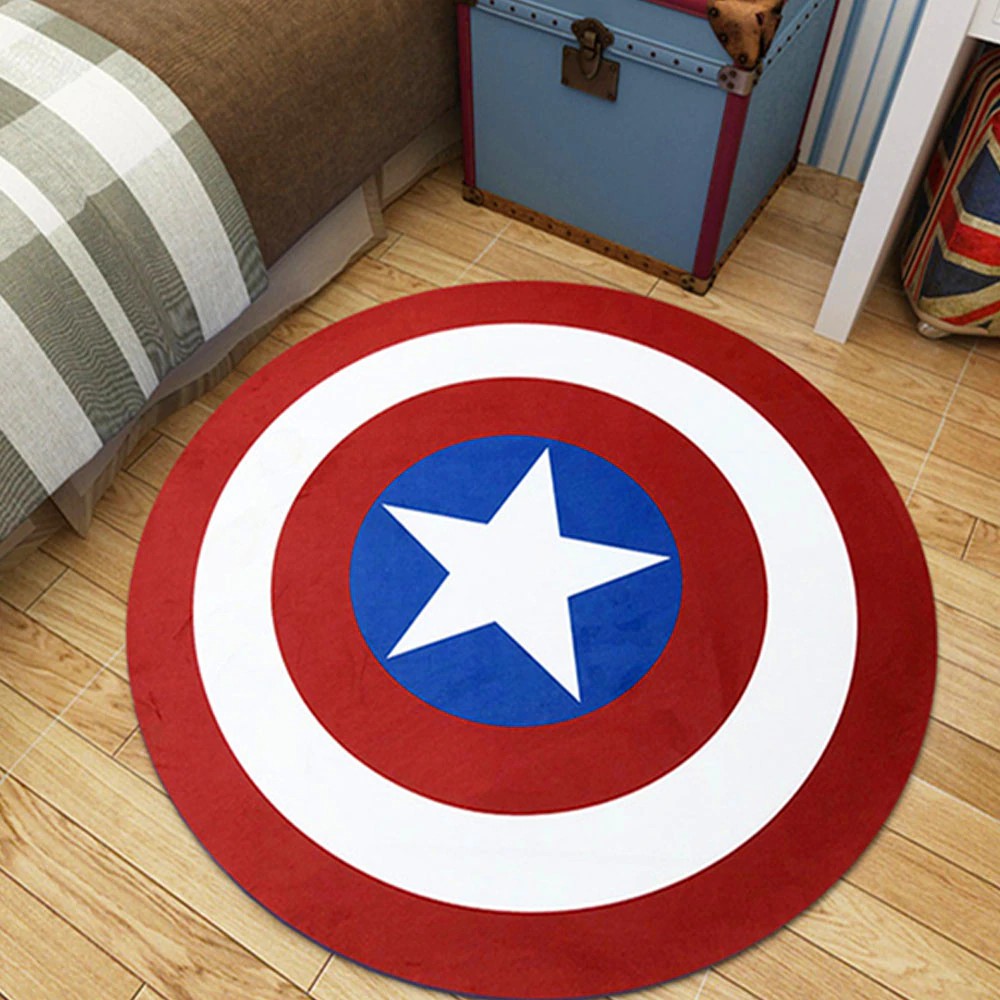 Round Marvel The Avengers Plush Carpet Iron Man Captain American Batman Gift Kid 