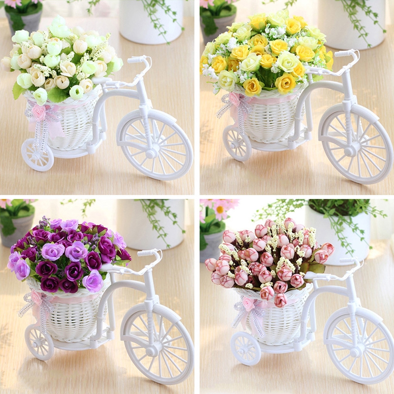 Artificial Flower Set Bicycle Ornament Fake Rose Small Silk