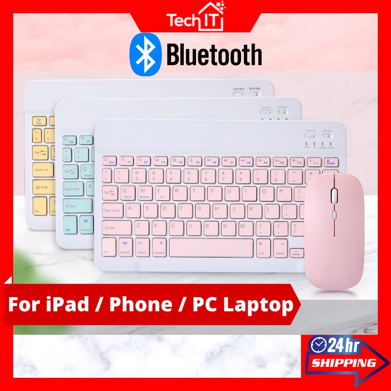 Bluetooth Keyboard Mouse - Mini Slim Keyboards & Mice for iPad / iPhone / Android / PC / Tablet