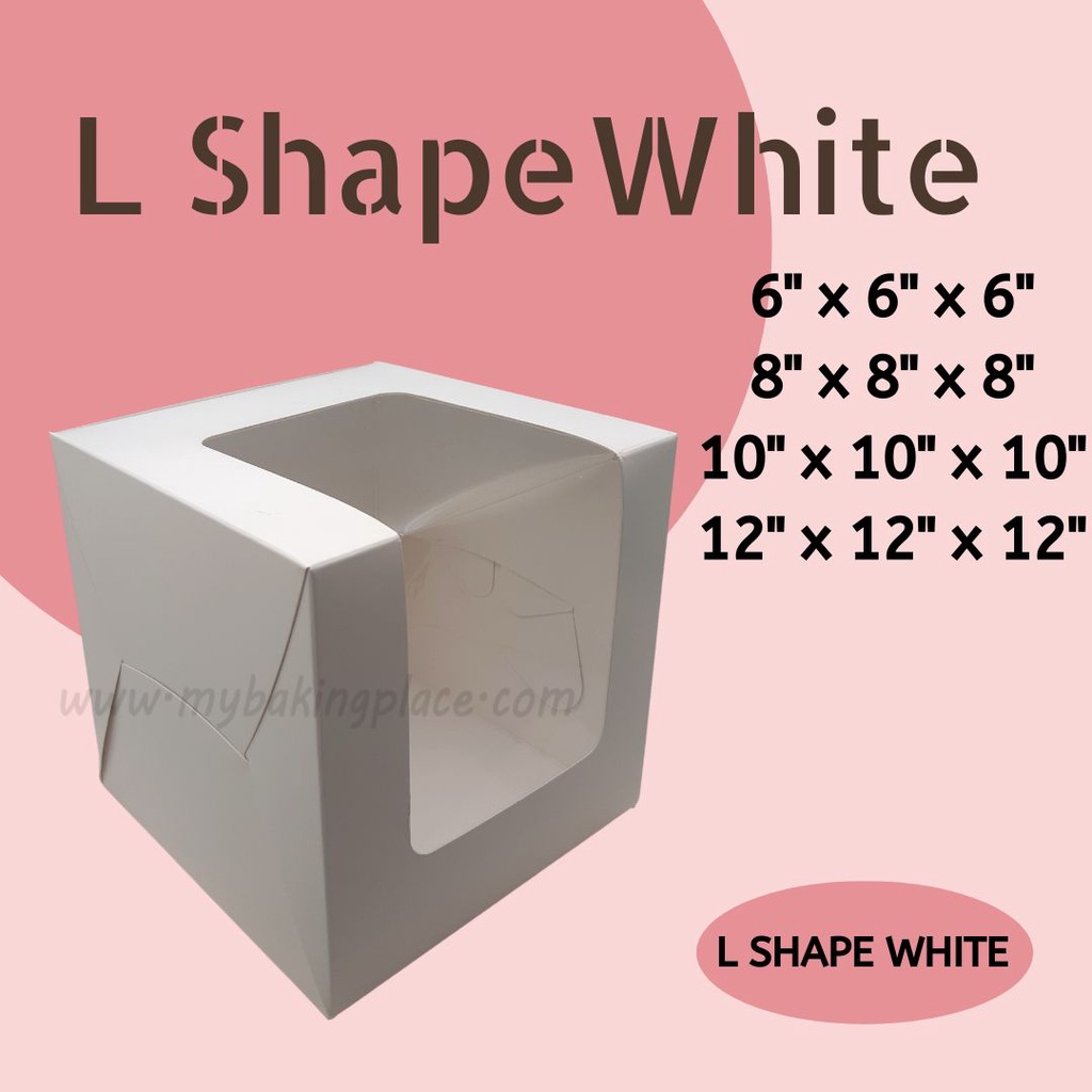 L Shape Cake Box White Storage Box Kotak Kek Murah Cake Box With Window 