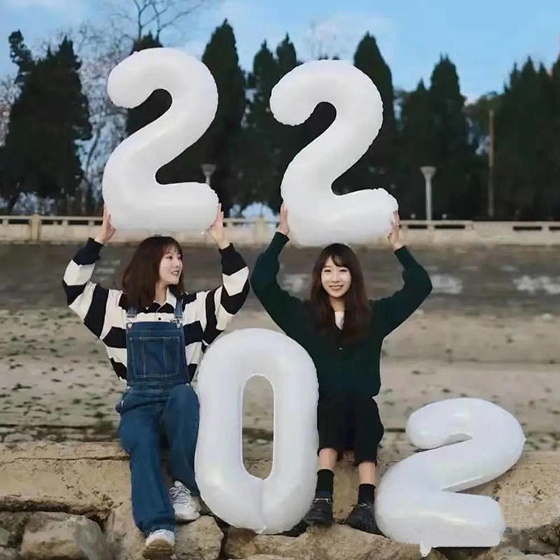 Number Letter Alphabet Ballon Party White Digital Balloons Party Decor Photo Props