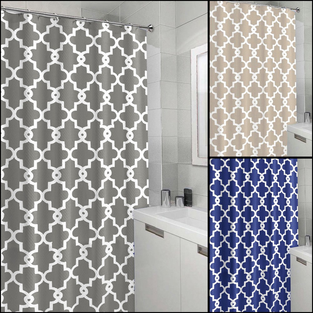 Waterproof Mildew Bathroom Curtain Home Hotel Geometry Shower