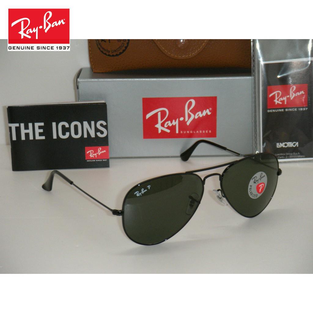 Honkang Original Rayban Sunglasses Authentic Aviator Black Frame Natural Green Polarized Rb3025 002 58 58mm Shopee Malaysia