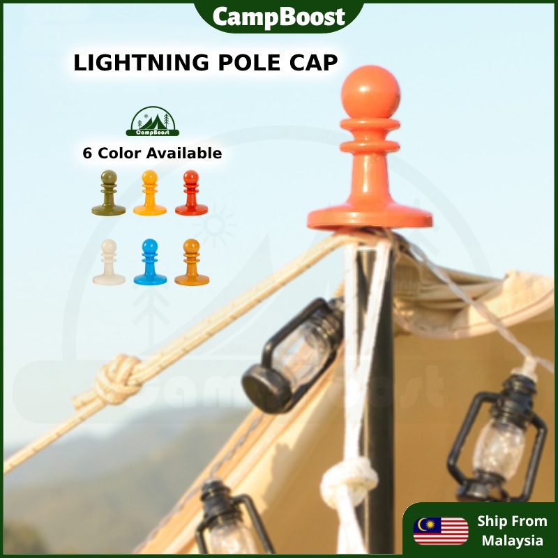 CampBoost Camping Tent Pole Cap Lightning Proof Cap Flysheet Khemah Luminous Glow Anti Thunder Rod Cap Cover Hat Outdoor