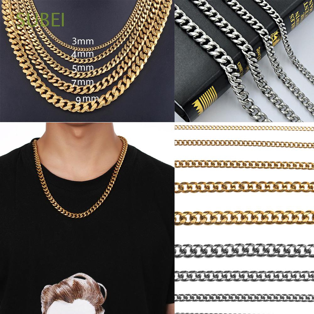 Gold Silver Cool Stainless Steel Necklace Heavy Link Metal Collar Cuban Chain